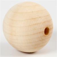 Creativ Company Houten kraal, d 50 mm, gatgrootte 8 mm, 4 stuk/ 1 doos