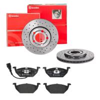 Remmenset, remschijf BREMBO, Remschijftype: Geperforeerd / Geventileerd, Inbouwplaats: Vooras, u.a. für Audi, Skoda, VW, Seat