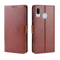 Retro Crazy Horse textuur horizontale Flip lederen case voor de Galaxy A20/A30 met houder & kaartsleuven & fotolijstjes (bruin)