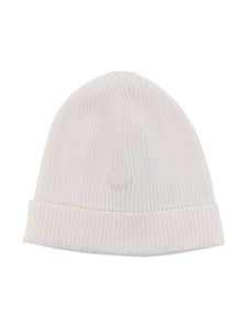 Moncler Enfant bonnet nervuré à patch logo - Blanc