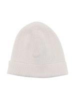 Moncler Enfant logo-patch ribbed-knit beanie - Blanc