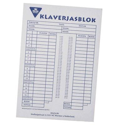 Haza Witbaard klaverjasblok, 50 vellen