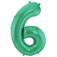 Folie ballon van cijfer 6 in het groen 86 cm
