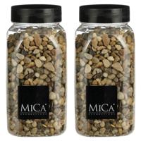Mica Decorations decoratie stenen - 2x - 650ml - bruin mix - hobby steentjes