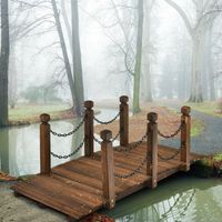 Houten Tuinbrug Houten Brug met Reling Decoratieve Brug 150 x 67 x 55 cm Naturel