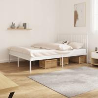 Bedframe met hoofdbord metaal wit 140x190 cm
