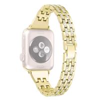 Kleurrijke diamant roestvrijstalen horlogeband voor Apple Watch serie & 44mm/3 & 2 & 1 42mm (goud)