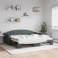 Slaapbank met onderschuifbed 90x200 cm stof donkergrijs