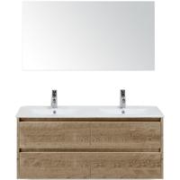 Dante Badmeubelset 120 cm - Natuur Eiken - Keramische Wastafel Wit Enjoy met Spiegel