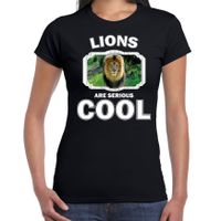 Dieren leeuw t-shirt zwart dames - lions are cool shirt - thumbnail
