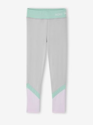 Sportlegging met strokken van technisch material meisjes gemêleerd grijs