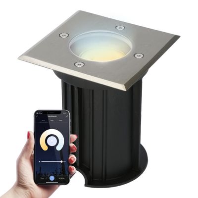 Smart WiFi grondspot vierkant Ramsay RVS WW-CW IP67 Smart WiFi grondspot vierkant Ramsay RVS WW-CW IP67