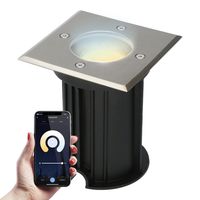 Smart WiFi grondspot vierkant Ramsay RVS WW-CW IP67 - thumbnail