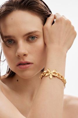 Verzilverde en vergulde armband bloem en ketting Zalio - MATERIAL FINISHES - U