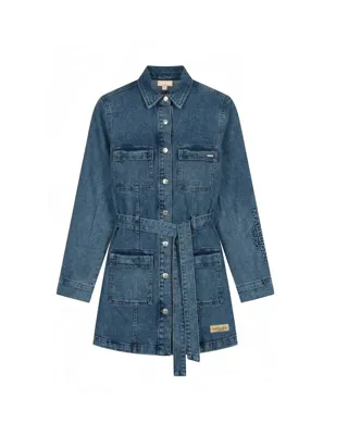 Malelions Cargo Dress Dames Denim - Maat S - Kleur: Lichtblauw | Soccerfanshop