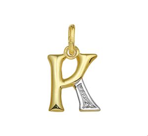 TFT Hanger Geelgoud Letter K Diamant 0.005 Ct.