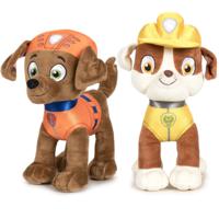 Paw Patrol figuren speelgoed knuffels set van 2x karakters Zuma en Rubble 19 cm