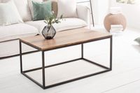 Design salontafel ELEMENTS 100cm Sheesham steenafwerking ijzeren frame zwart mat massief hout - 38604 - thumbnail