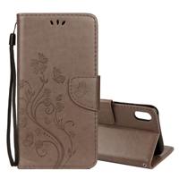 Reliëf Butterfly patroon horizontale Flip lederen draagtas met kaartsleuf & houder & portemonnee & Lanyard voor iPhone XR (grijs)