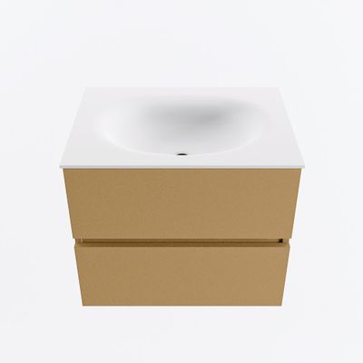 MONDIAZ VICA 60cm badmeubel onderkast Oro 2 lades. Wastafel MOON midden zonder kraangat, kleur Talc.