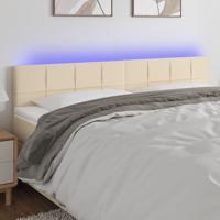 Hoofdbord LED 200x5x78/88 cm stof crèmekleurig