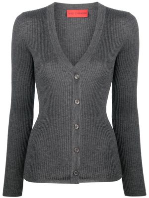 Wild Cashmere cardigan nervuré Cloe à col v - Gris