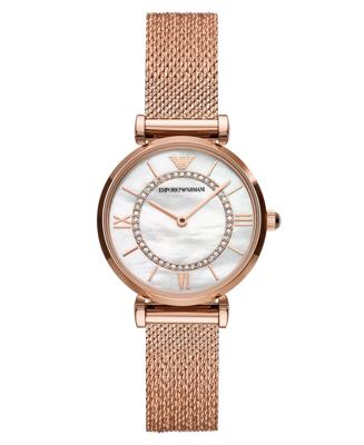 Emporio Armani dameshorloge met Rosegoudkleurige roestvrijstalen gaasband 32 mm AR11320