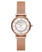 Emporio Armani dameshorloge met Rosegoudkleurige roestvrijstalen gaasband 32 mm AR11320