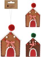 Hangdeco huis cookie 16 cm 2ass kerstversiering - Nampook