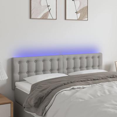 Hoofdbord LED 144x5x78/88 cm stof lichtgrijs