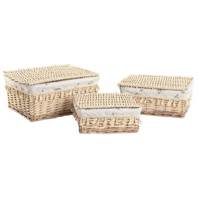 Wasmand Home ESPRIT Natuurlijk vlechtwerk Shabby Chic 42 x 33 x 20 cm 3 Onderdelen