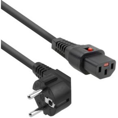 ACT Netsnoer CEE 7/7 male (haaks) - C13 IEC Lock zwart 2 m, EL182S, 5-Pack