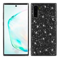 Plating glittery poeder schokbestendig TPU Case voor Galaxy Note 10 (zwart)