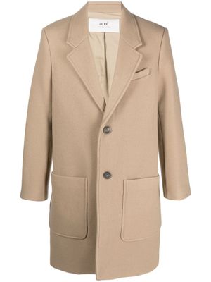 AMI Paris manteau en laine vierge à simple boutonnage - Tons neutres