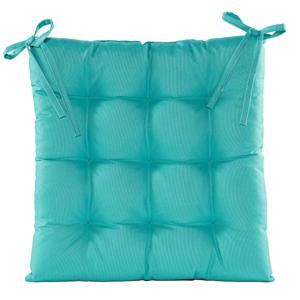 Stoelkussen - gewatteerd - turquoise blauw - 38x38 cm - binnen/buiten