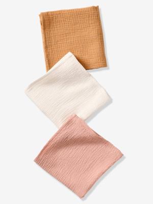 Set van 3 effen lange doeken in biologisch katoenen gaas* veel roze