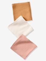 Set van 3 effen lange doeken in biologisch katoenen gaas* veel roze