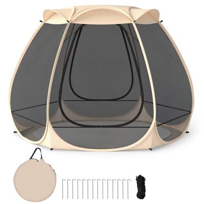 Pop-up-Mesh-paviljoen voor 4-6 Personen 310 x 270 cm Opvouwbare Outdoor Kampeertent met Rondom Mesh
