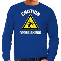 Apres ski sweater voor heren - apres ski waarschuwing - blauw - winter trui - thumbnail