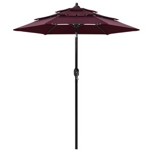 vidaXL Parasol 3-laags met aluminium paal 2 m bordeauxrood