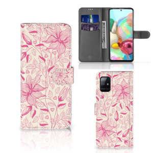 Samsung Galaxy A71 Hoesje Pink Flowers