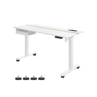 In hoogte verstelbaar elektrisch bureau met stopcontact en lade, Wit / 60 x 140 x (72-120) cm