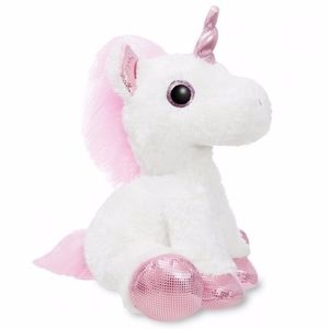 Pluche knuffel eenhoorn roze/wit 30 cm   -