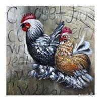 Canvas Schilderij Kip en Haan