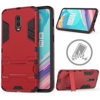 Armor Series OnePlus 6T Hybrid Case met Standaard - Rood