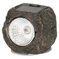 Buiten lamp/spot solar verlichting - steen vorm - LED - 13 x 9 cm