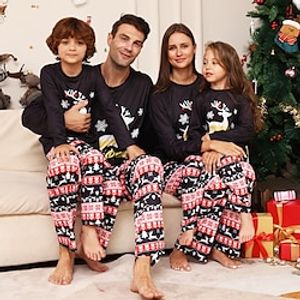 Familie-look Kerstmis Pyjama dier School Zwart Lange mouw Mama En Ik Outfits Actief Bijpassende outfits miniinthebox