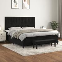 Boxspring met matras fluweel zwart 160x200 cm