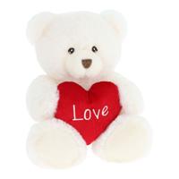 Keeleco Knuffel Beer met Hart 25 cm Wit