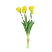 Countryfield Kunst tulpen boeket - 5x stuks - geel - real touch - 40 cm